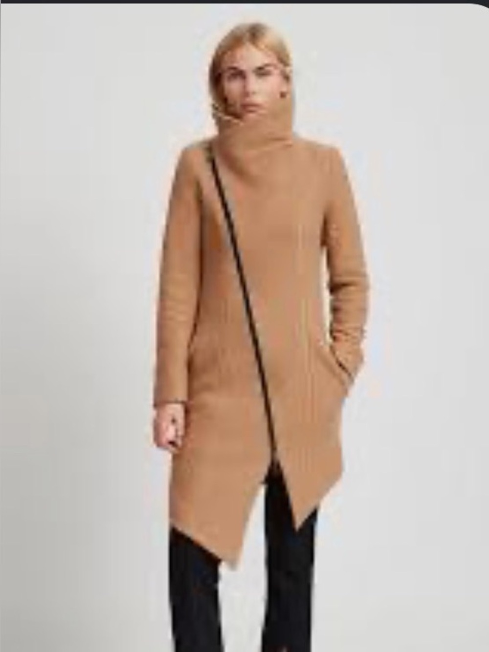 Marcella NYC Camel Asymmetric Maren Wool Coat
